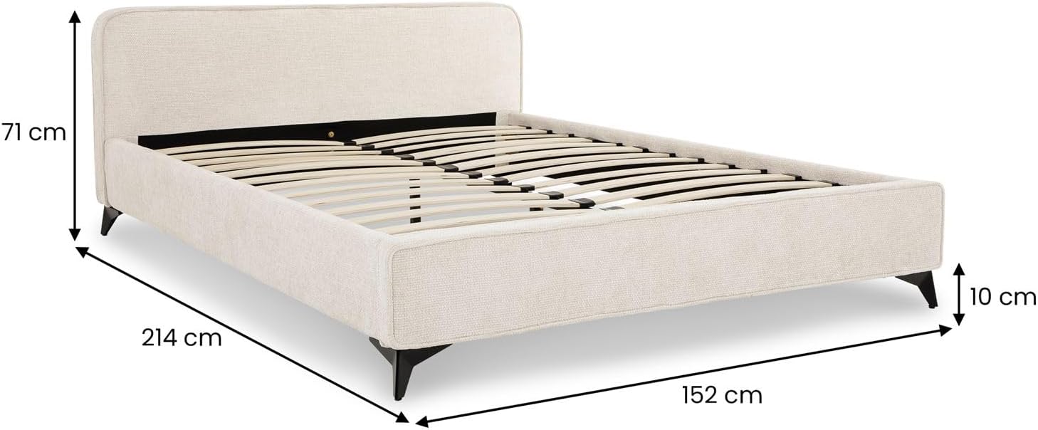 IDIMEX Polsterbett VIRETTA 140x200 in weiß - Doppelbett mit Lattenrost & Chenille Stoffbezug. Bett in modernem Design mit stabilem Holzrahmen & Metallbein