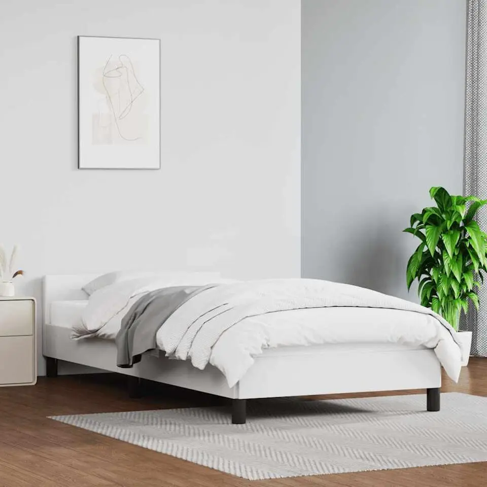 vidaXL - Bed frame met hoofdeinde zonder matras - Wit - Hout - 90x200 cm