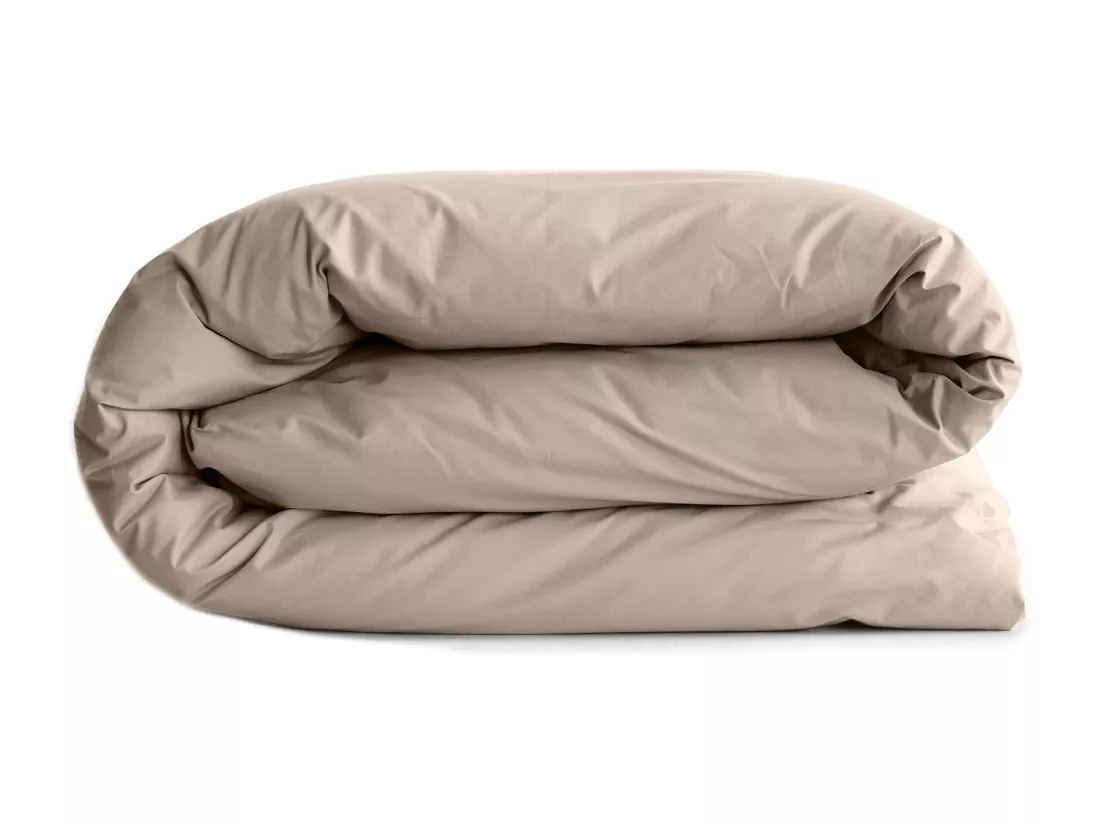 Housse de couette uni 260x240 cm percale de coton MANOIR beige Lin