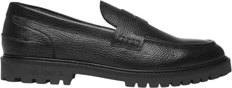 Les Deux Thatcher Grain Penny Loafer Black