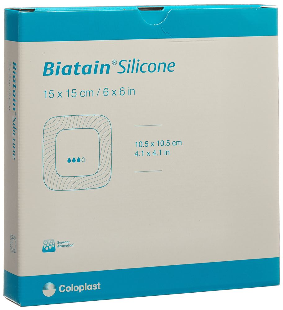 BIATAIN Silicone Schaumverband<br>5 Stück, 15x15cm, selbsthaftend