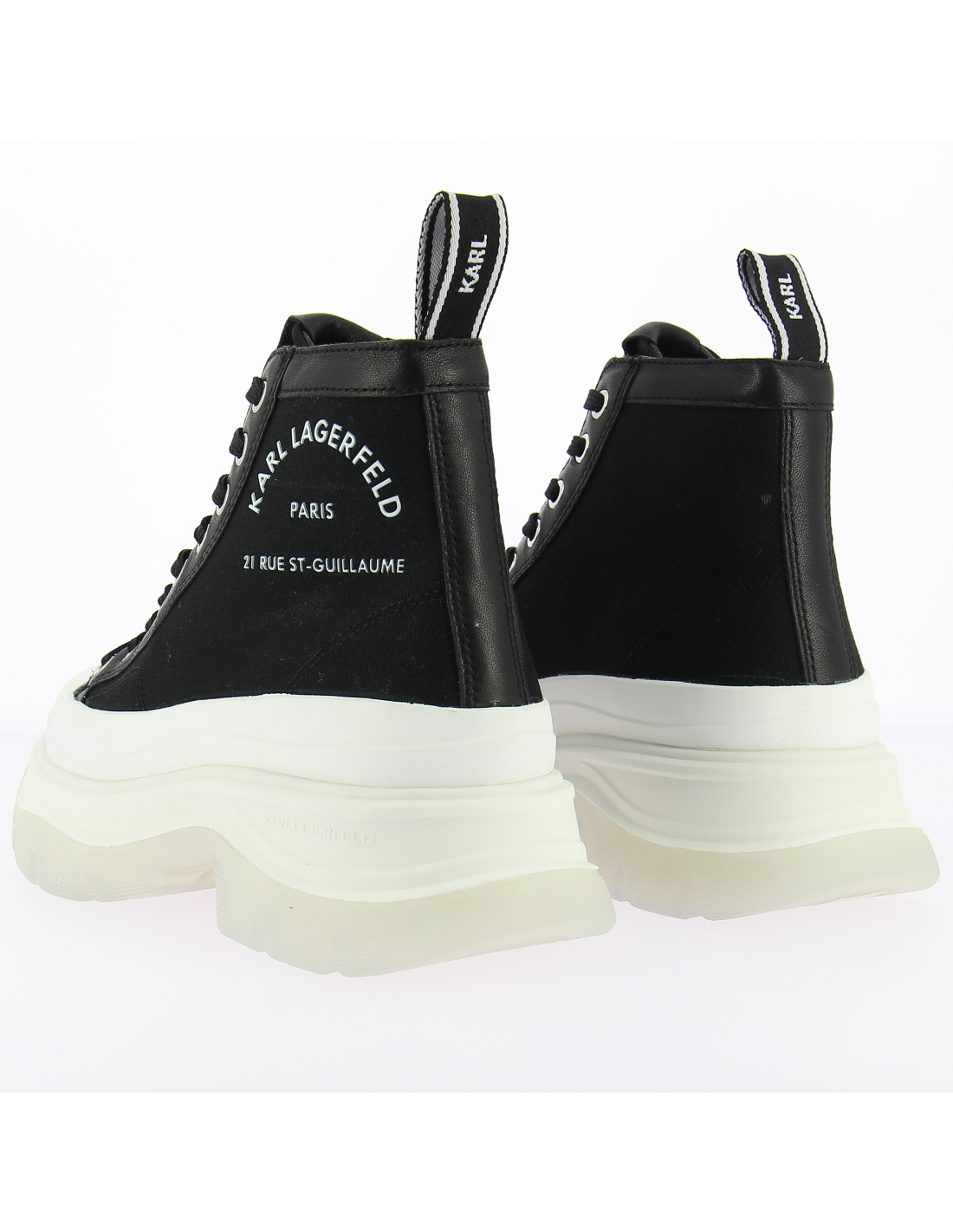 karl lagerfeld baskets compensées montante femme luna maison karl lace bt noir/blanc
