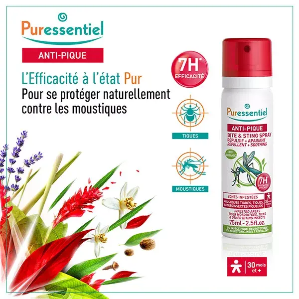 Spray Repelente de Mosquitos Anti-Picadas Puressentiel 75ml