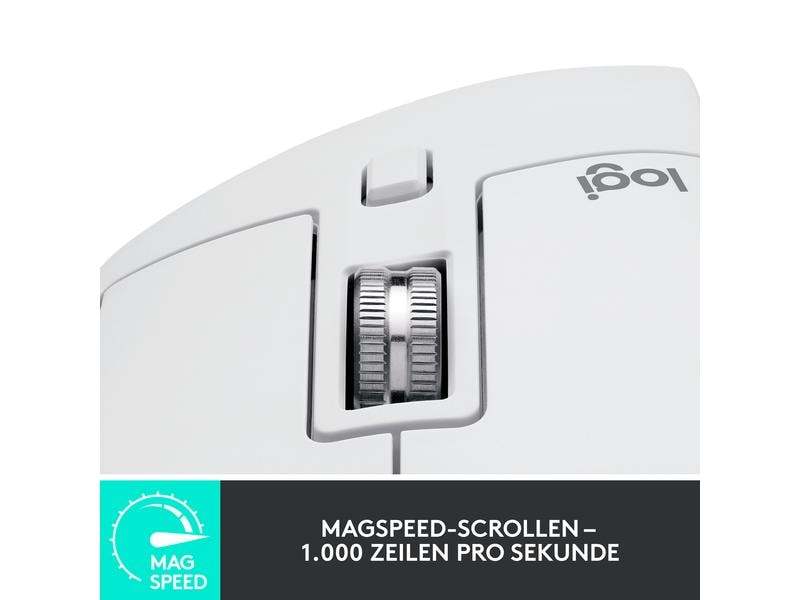 Logitech Maus MX Master 3S Pale Grey Kabellose Präzisionsmaus mit «Logitech Flow»-Technologie und leisen Klickgeräuschen
