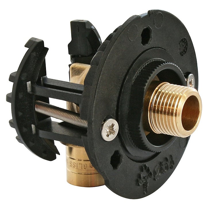 Fixation pour robinetterie de WC pour PER Ø12 raccord à glissement sortie mâle 12/17 (3/8
