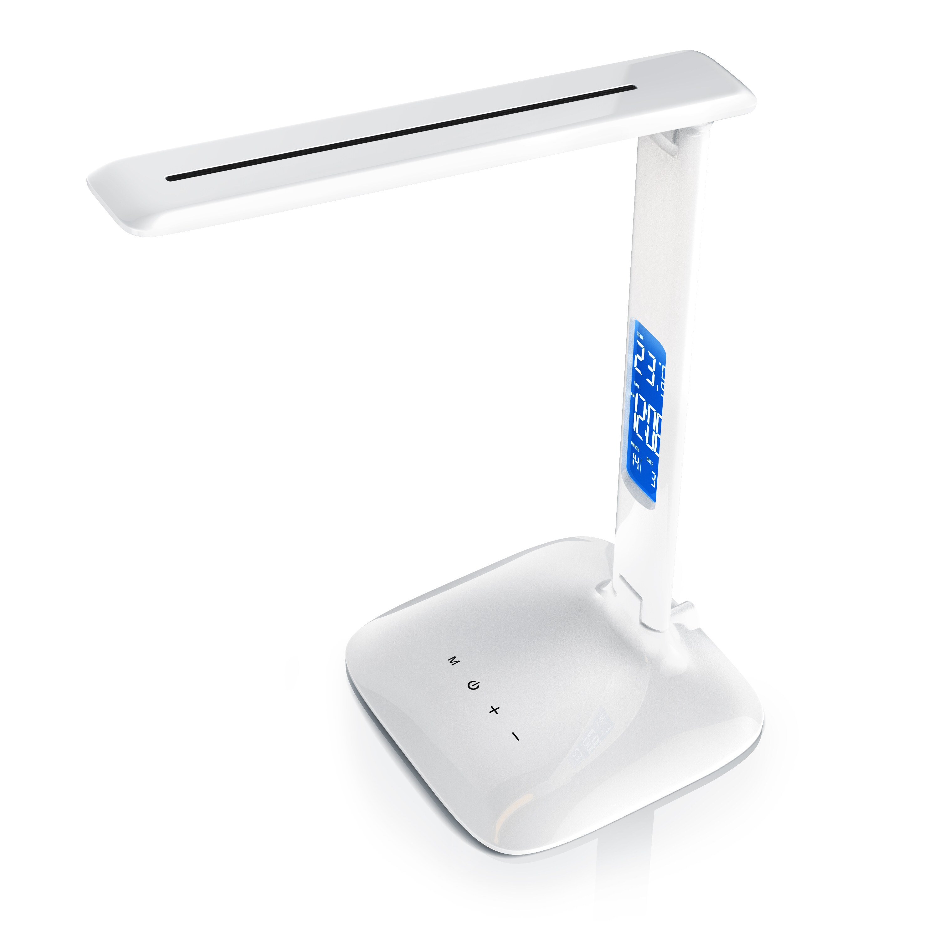 Brandson Schreibtischlampe, Dimmbar, Farbwechsel, Temperatur-, Alarm- & Kalenderfunktion, LED Tischlampe