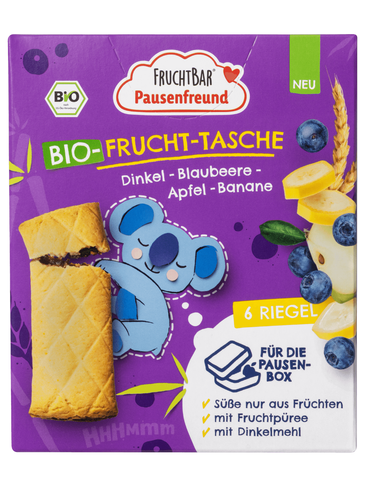 FRUCHTBAR Frucht Tasche Bio Dinkel Blaubeere Apfel 22 g