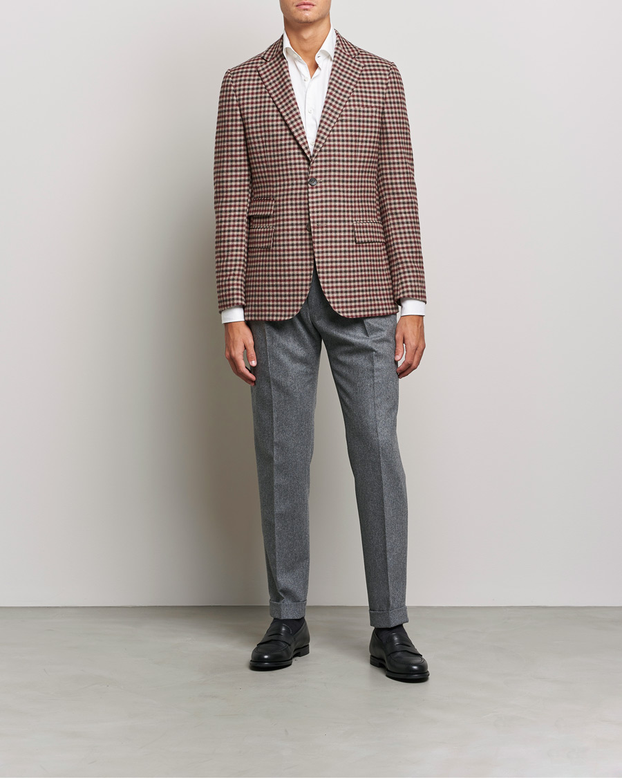 Morris Heritage Keith Tartan Cotton/Cashmere Blazer Brown