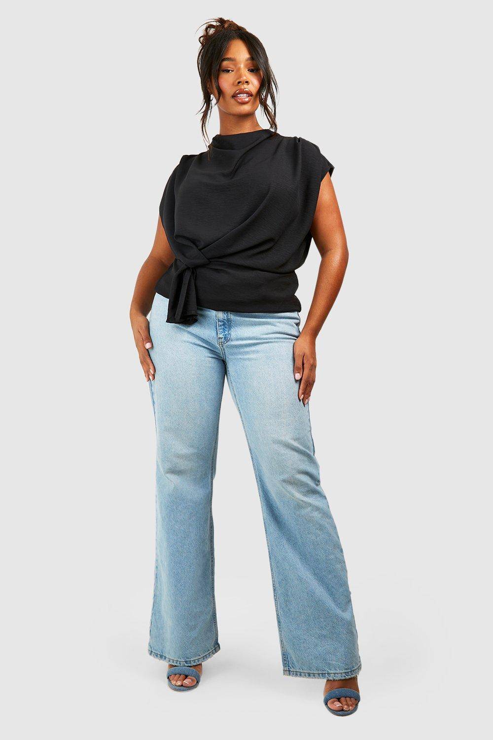 boohoo Blouse à encolure drapée et nœud pour grandes tailles