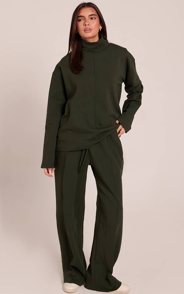 Vert Foncé Pantalon De Jogging Droit En Jersey Interlock À Pinces