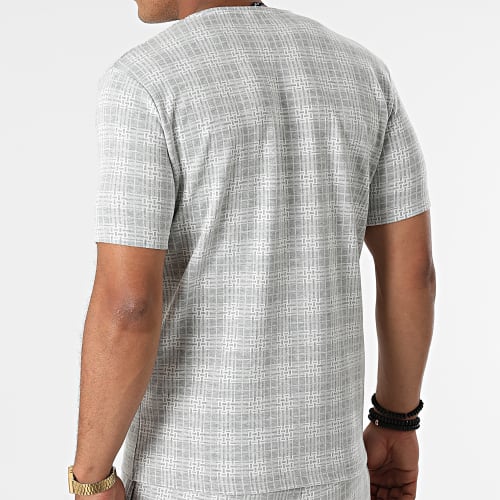 Ensemble Tee Shirt Short A Carreaux 156T Gris