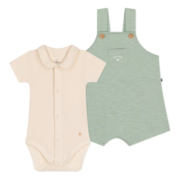 Petit Bateau Ensemble Salopette Manga Coton Flammé | Sauge
