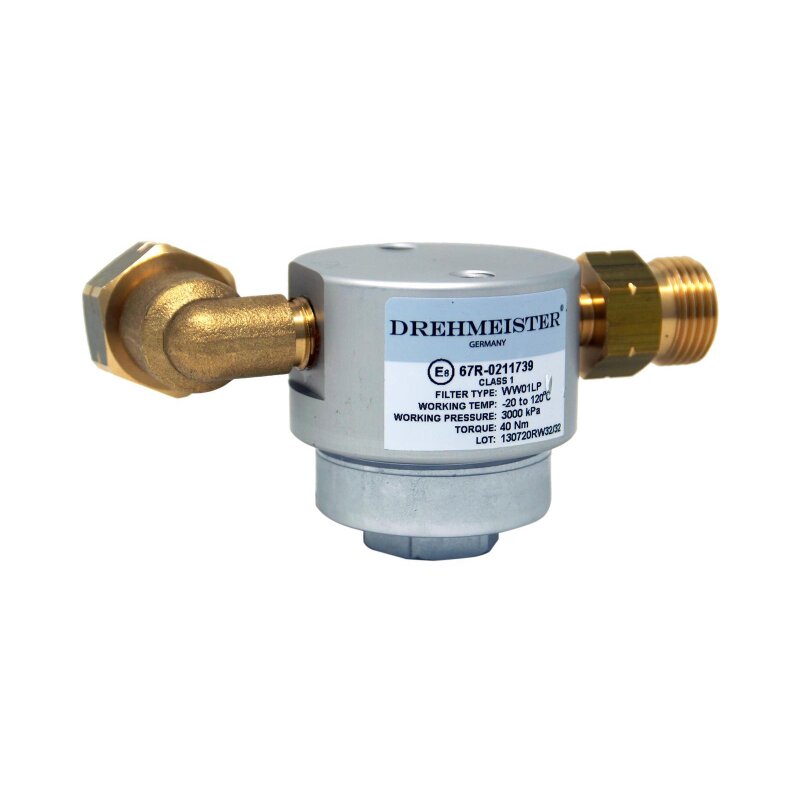DREHMEISTER Gasflaschenfilter Smart 21,8 LH x G12 gerade -90° gewinkelt horizontal
