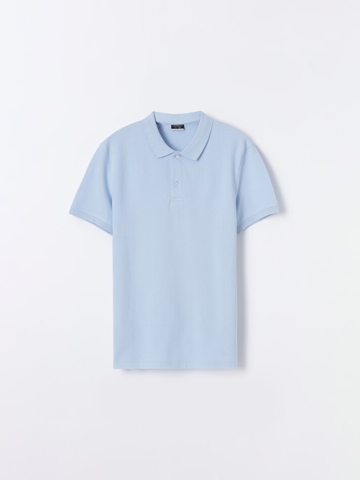 Camisa polo básica - Azul médio
