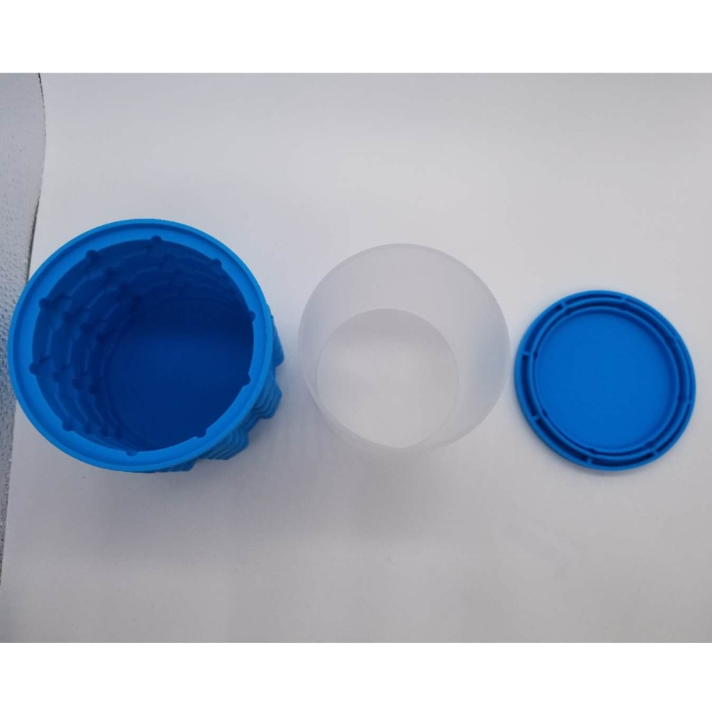 2in1 Silikon Eiswürfel Form Ice Cube Maker Eisbehälter mit Deckel - Blau