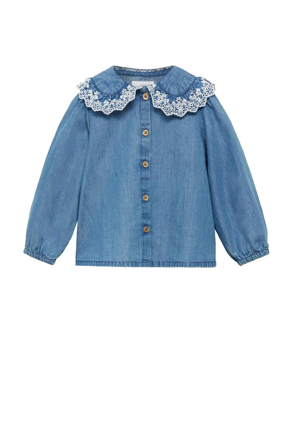 Mango Kids blouse medium blue denim broderie