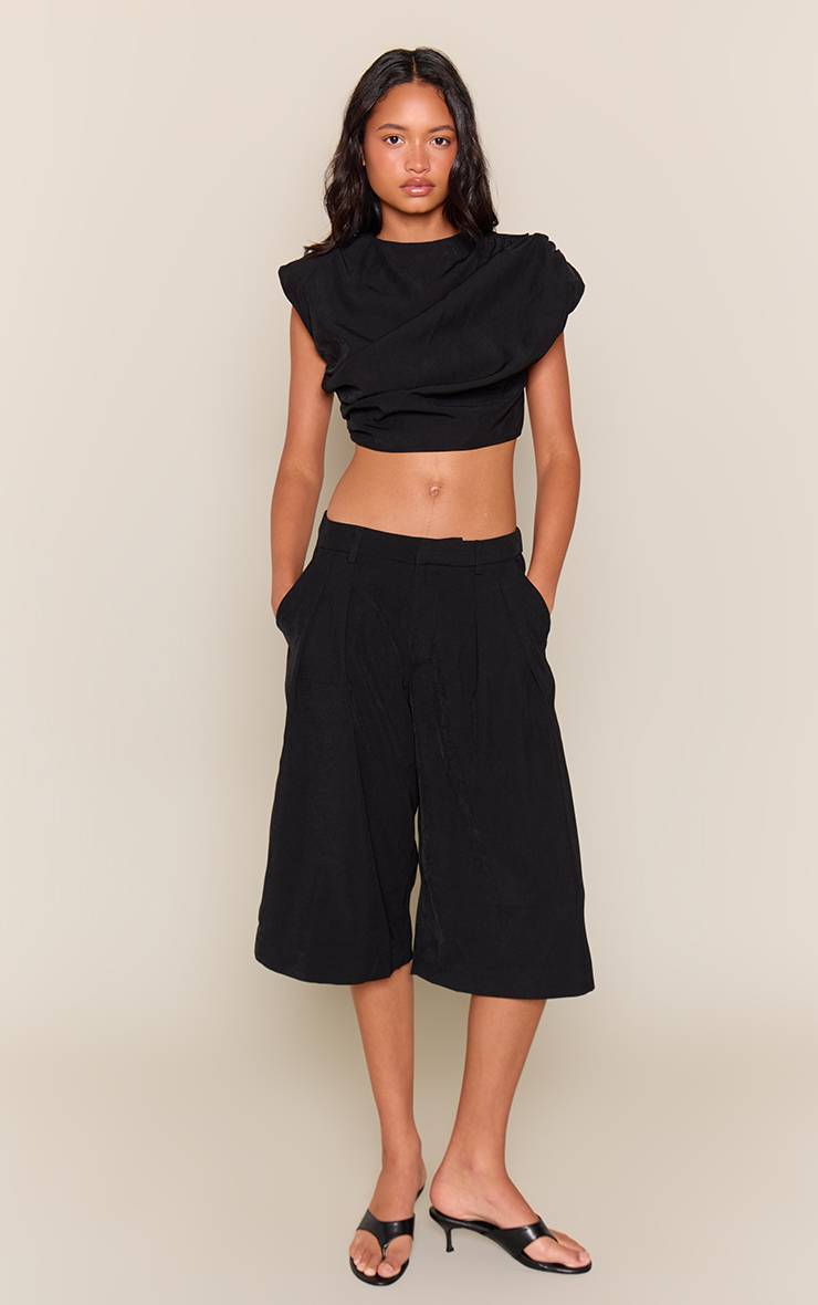 Noir Short Long Tailleur À Double Pli