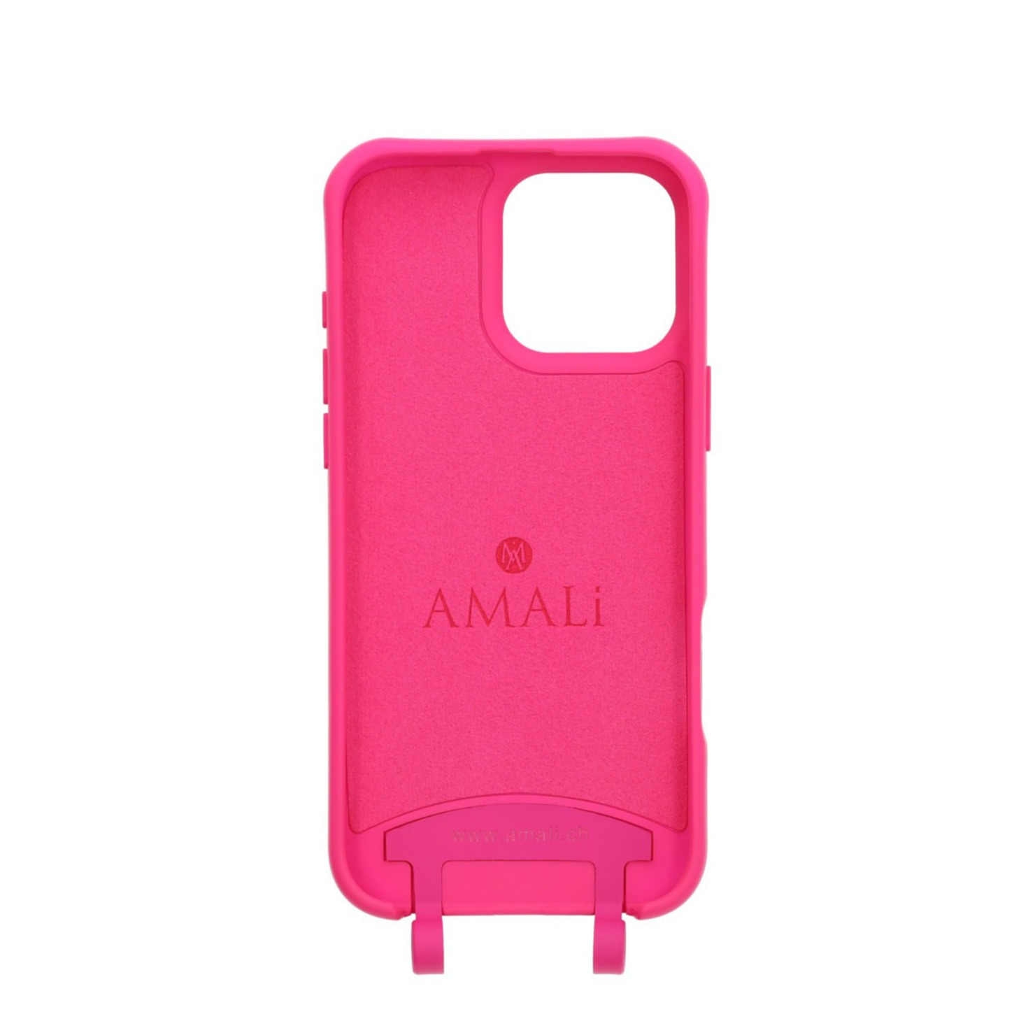iPhone 14 Pro Max Handy Hülle Elegantes Case mit abnehmbarem Necklace Adapter - Hot Pink / Silver