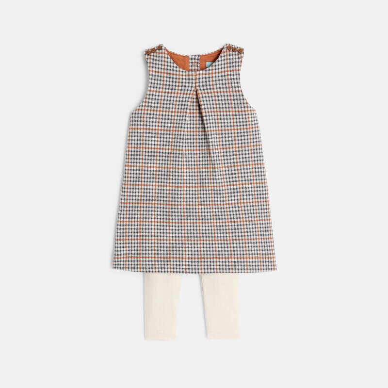 Robe chasuble à carreaux fantaisie bébé fille Gris ou noir