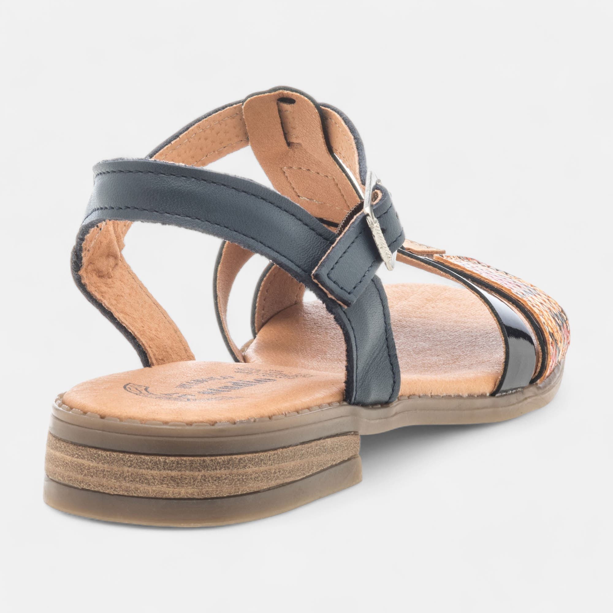 Nu-pieds Femme en cuir bleu marine