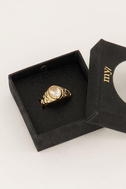 Vintage zegelring transparante steen