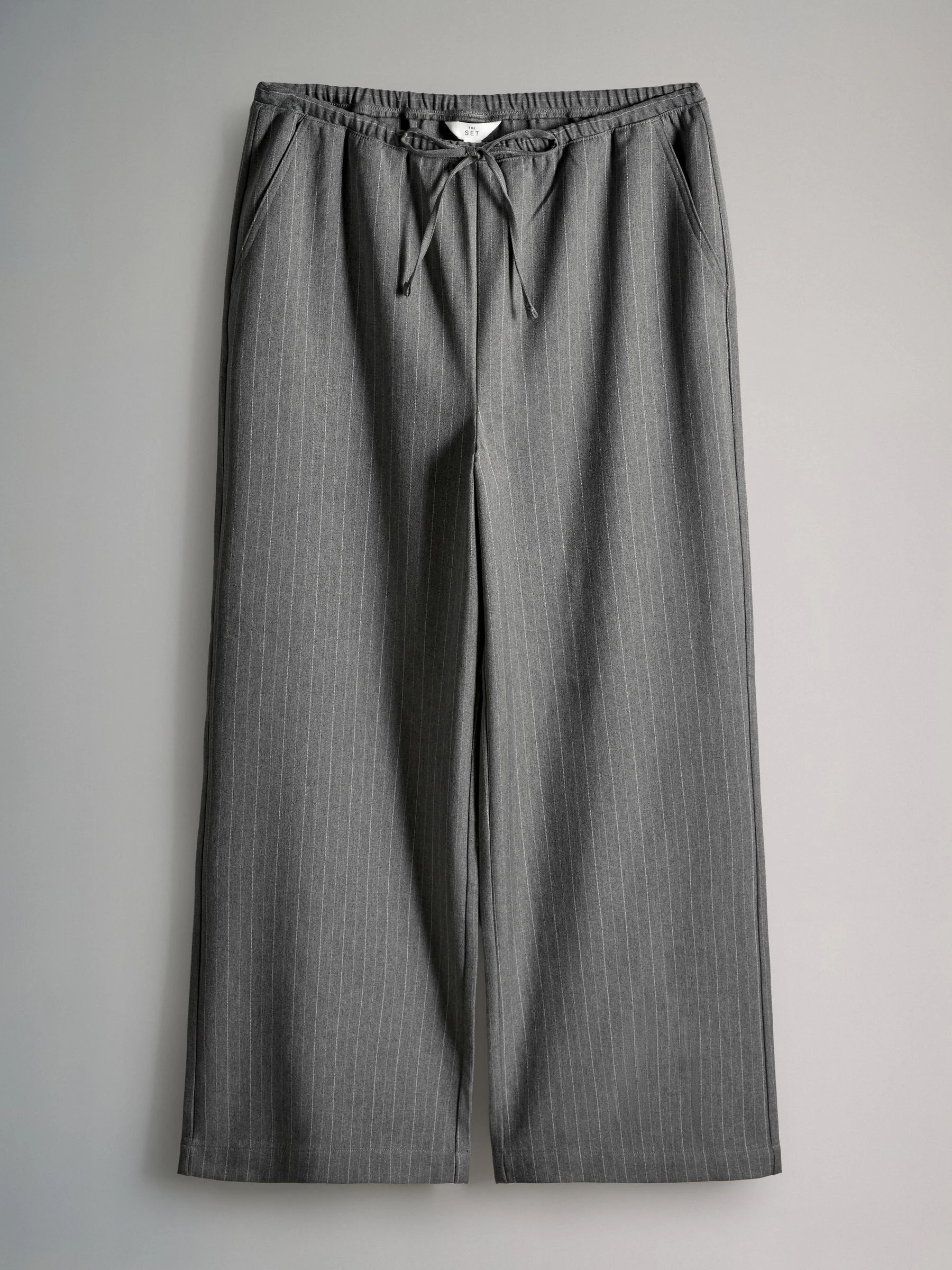 Zwart/donkergrijs - The Set 2 Pack Pinstripe Wide Leg Pull On Trousers