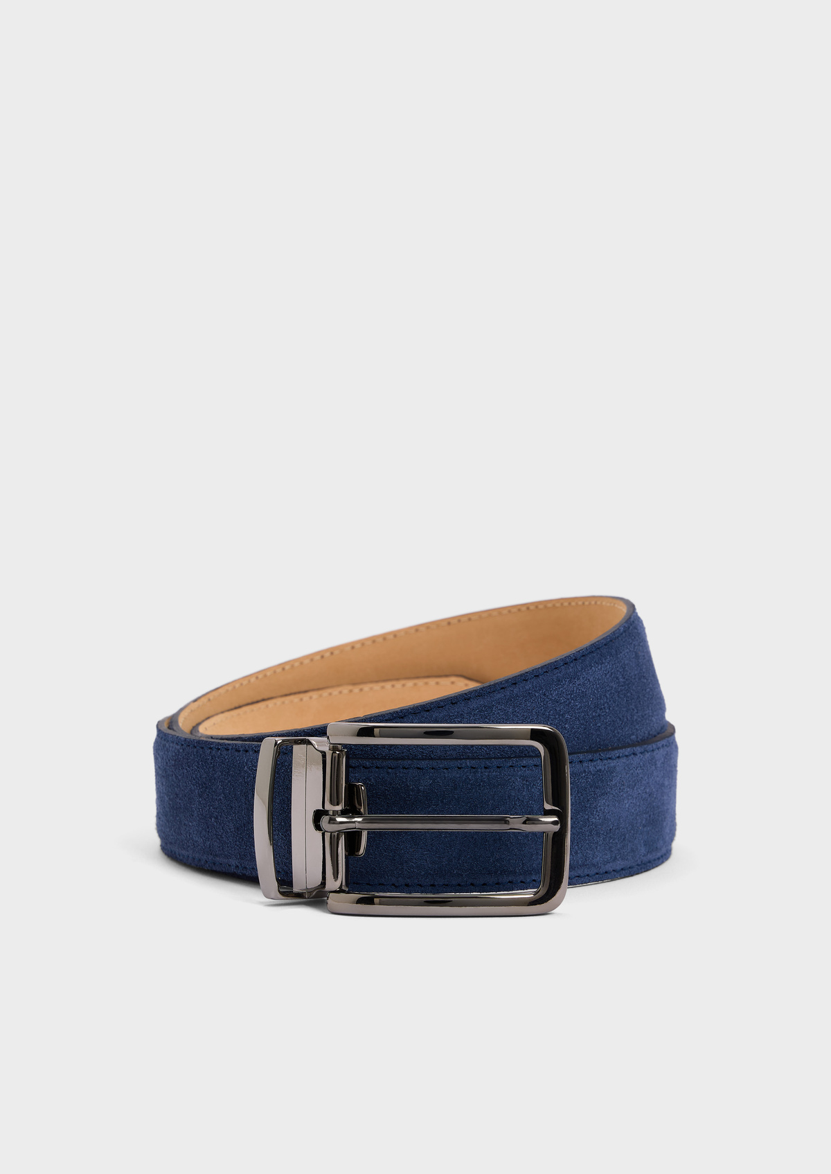 Ceinture ajustable en cuir nubuck bleu marine