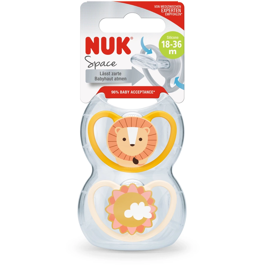 NUK Schnuller Space Silikon Gr. 3, LöweSonne 4 Stück
