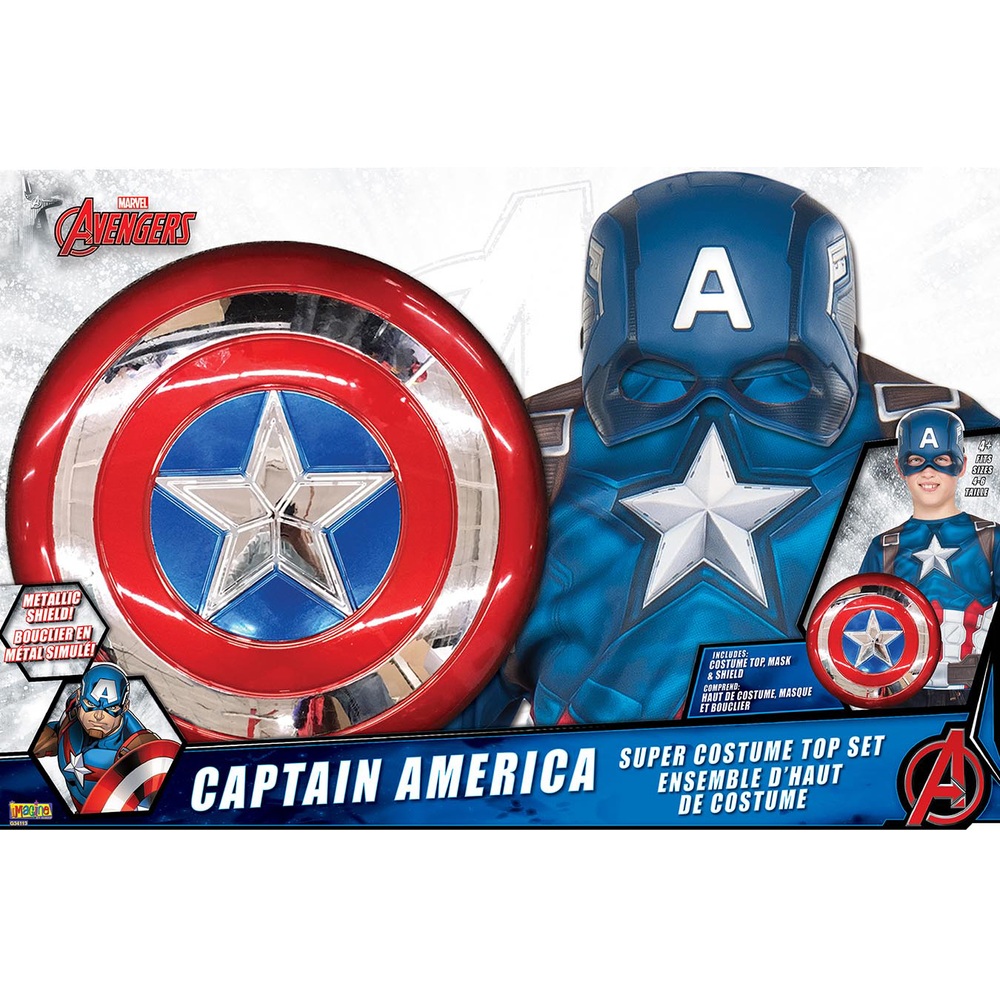 Marvel Captain America Kostümset (mittelgroß) mit Schild und Maske