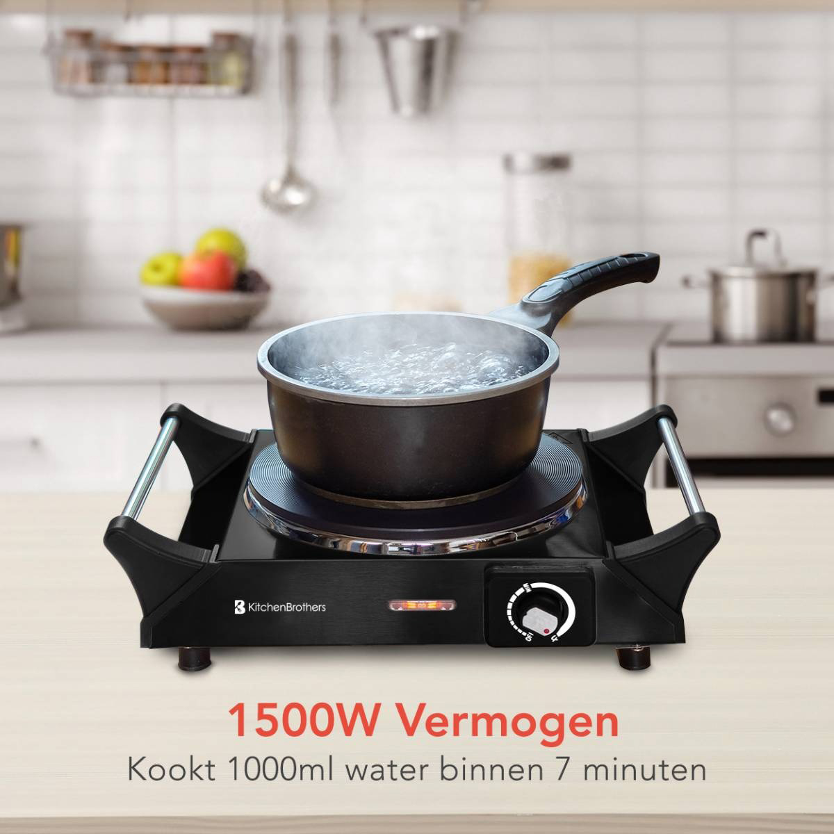 KitchenBrothers 1-pits elektrische Kookplaat - Black