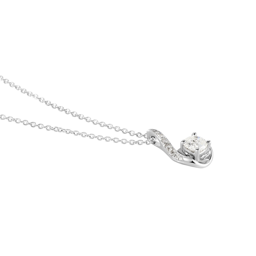 Collier Vrille Accompagnee Or Blanc Diamant