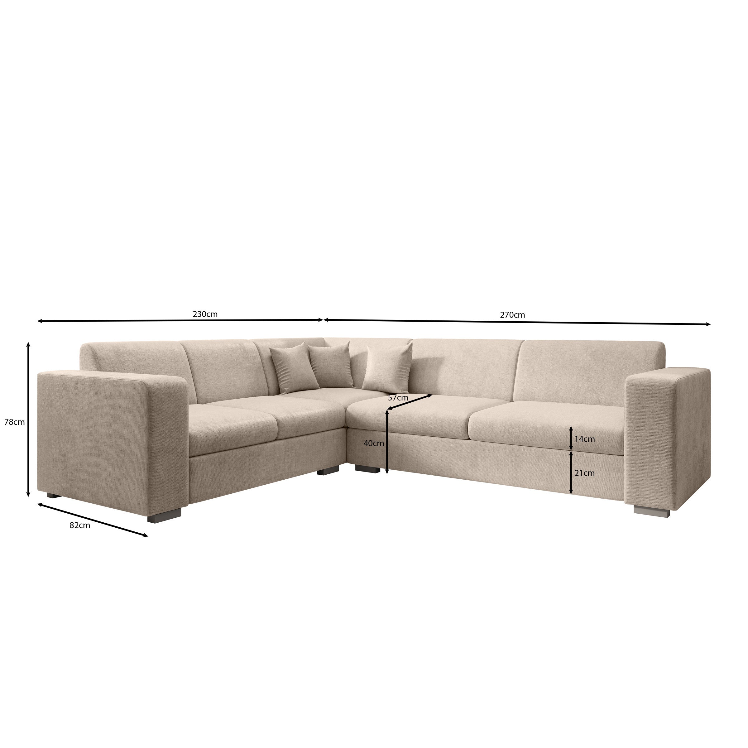 Santana - Hoekbank 4-zits - Velvet beige - Links