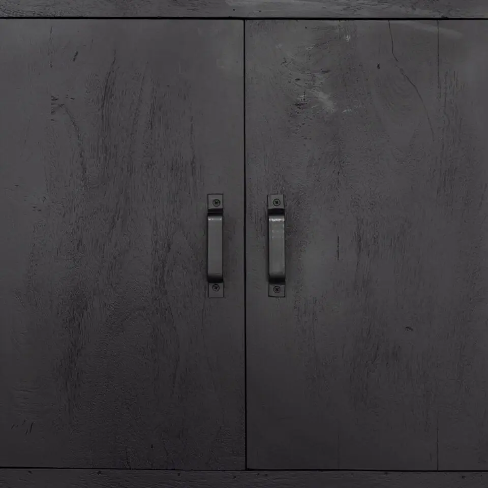 Wandkast Zwart - Mangohout - 80x220cm - Kast Xander
