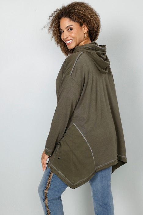 Strickjacke, Kapuze, Zipfelsaum, Langarm
