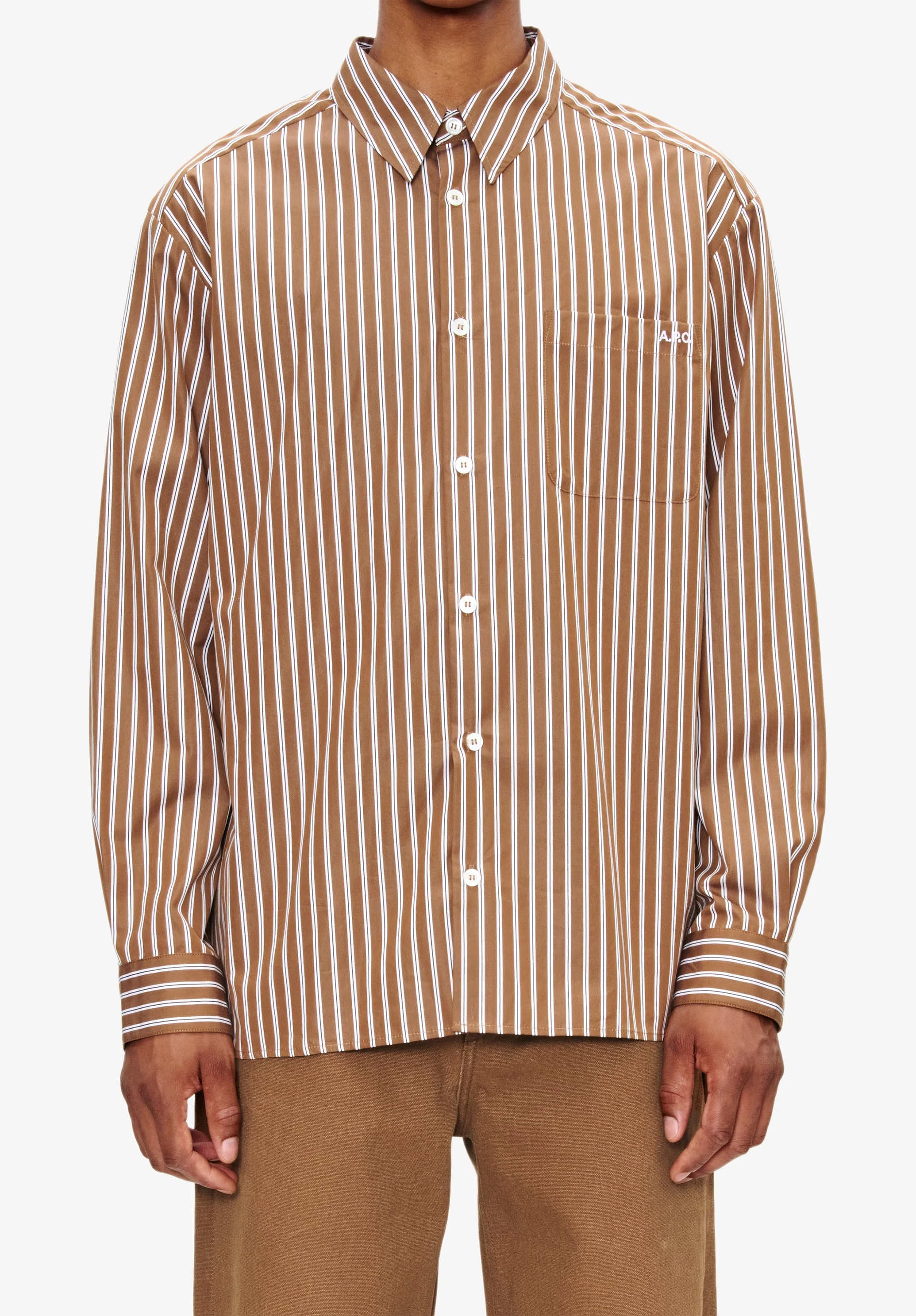 chemise malo logo - Marron glace