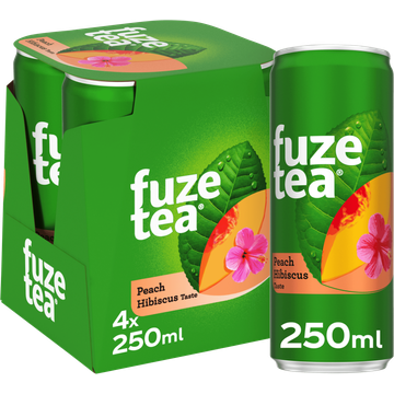Fuze Tea Infused Iced Tea Black Tea Peach Hibiscus 4 x 250 ml