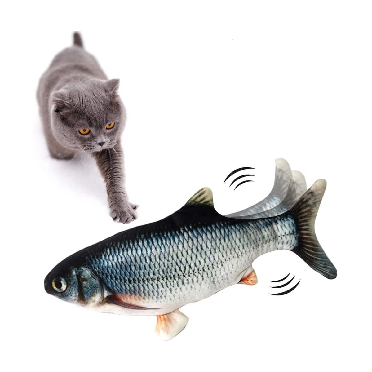 Interaktiv katteleke Splashing Fish, grå