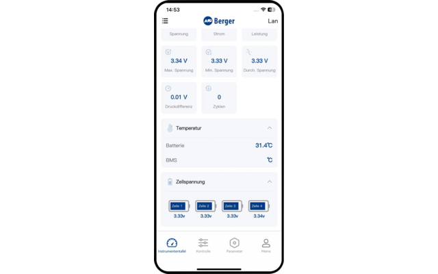 Berger LiFePO4 Lithium Batterie 120 Ah 12V mit Bluetooth (mit & ohne Heizung)