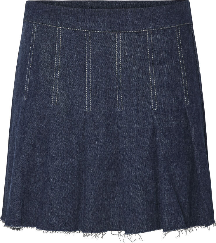 Pieces PCFABIA SHORT PLISSE DENIM SKIRT D2 Blå
