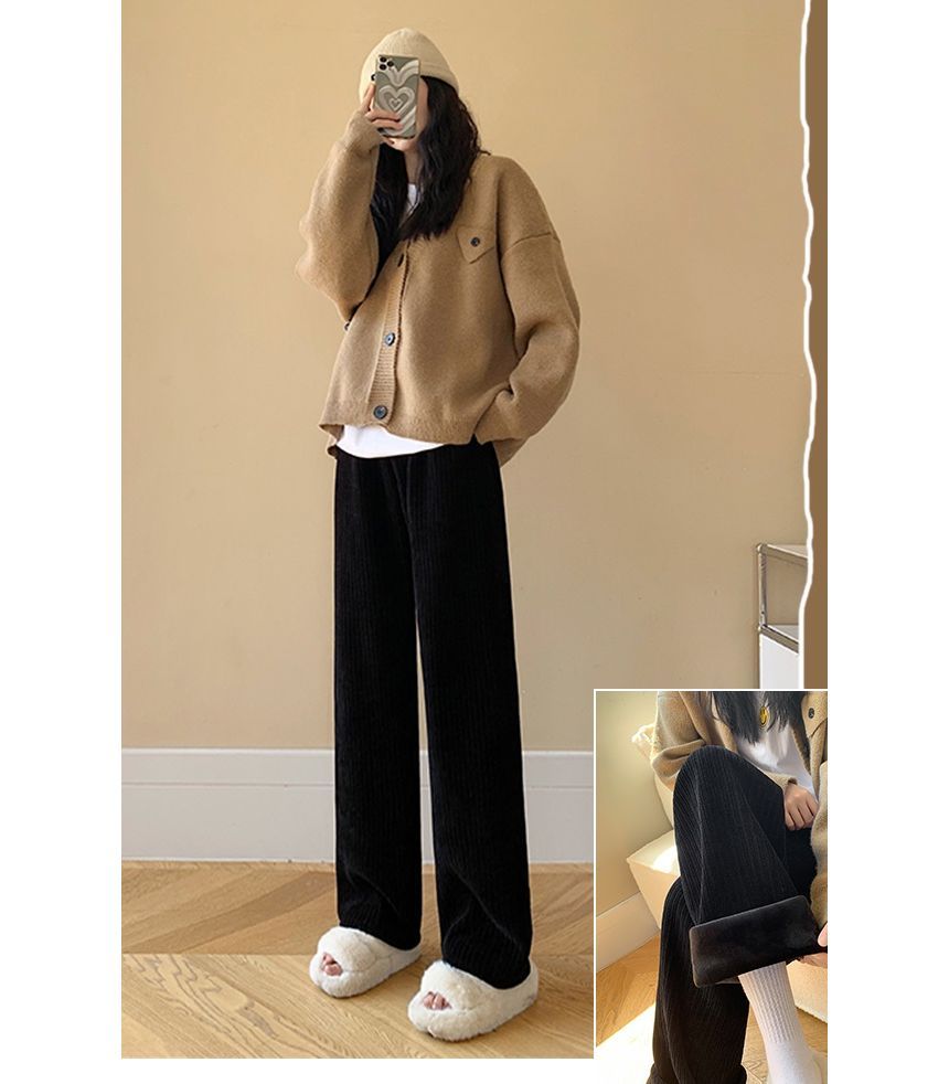 evanesce - Corduroy High-Waist Wijde Shift Rechte Broek (Verschillende Ontwerpen)