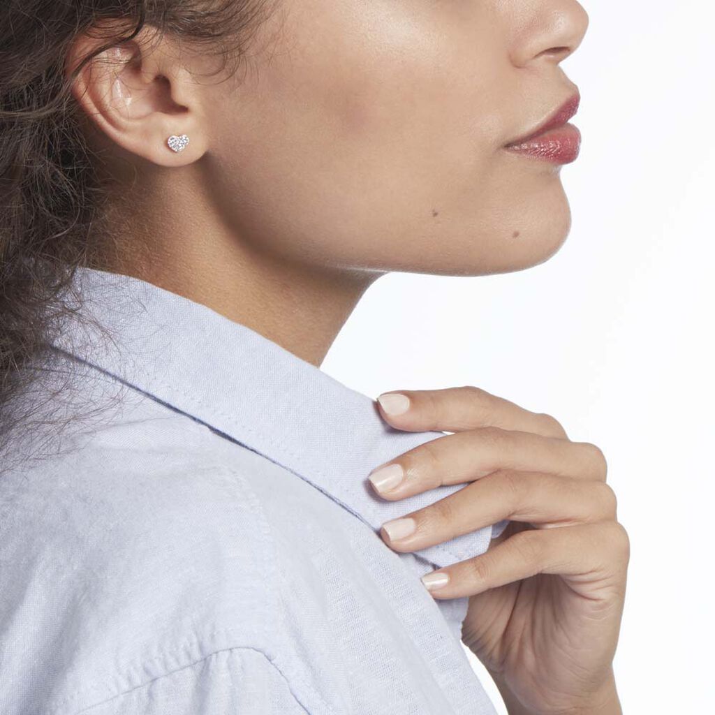 Boucles D'oreilles Puces Or Jaune Ianuaria Cristal