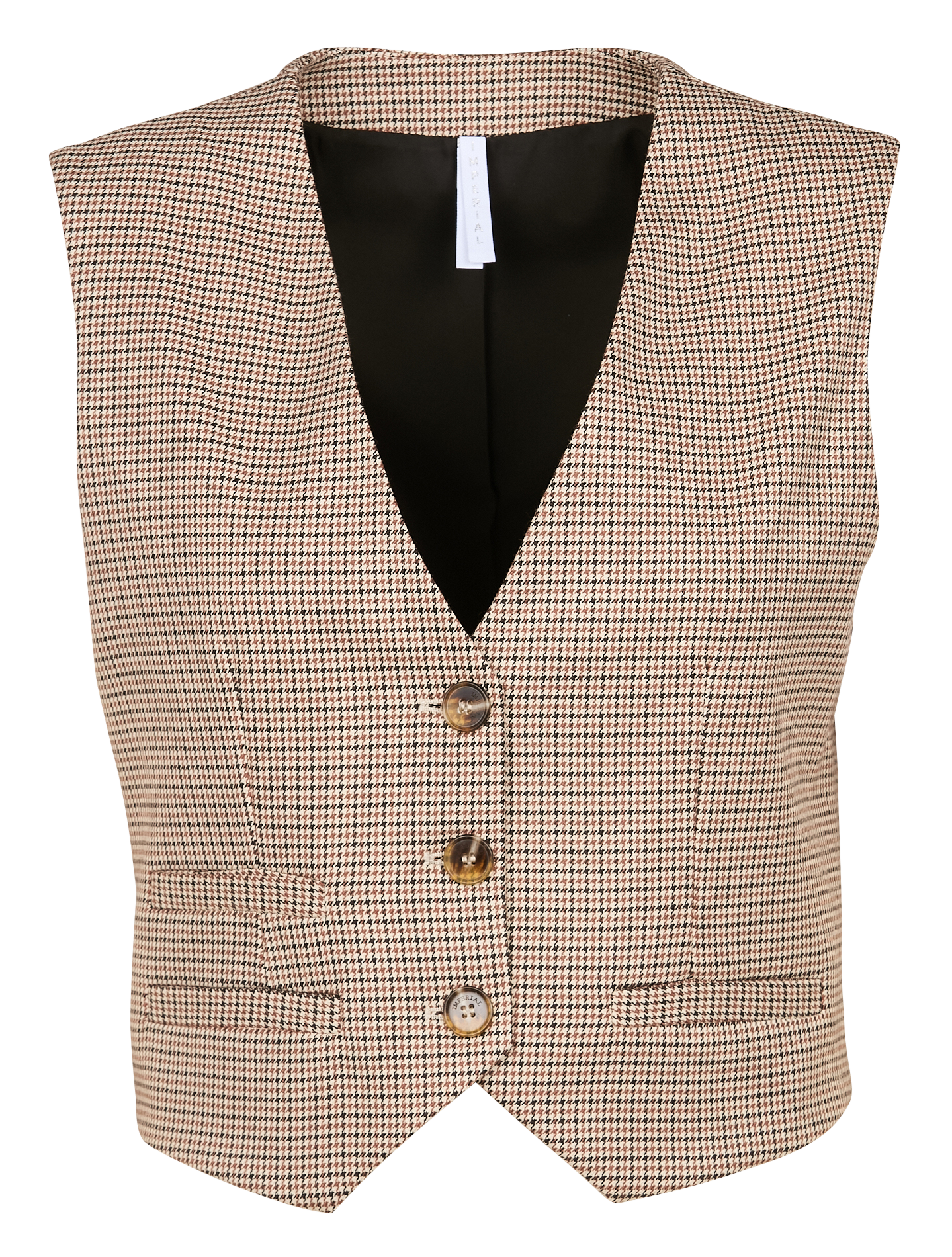 Veston col V à motif pied de poule | Beige