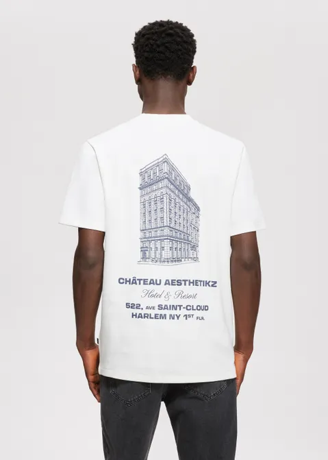 T-shirt met print chateau off-white (WIT.O)