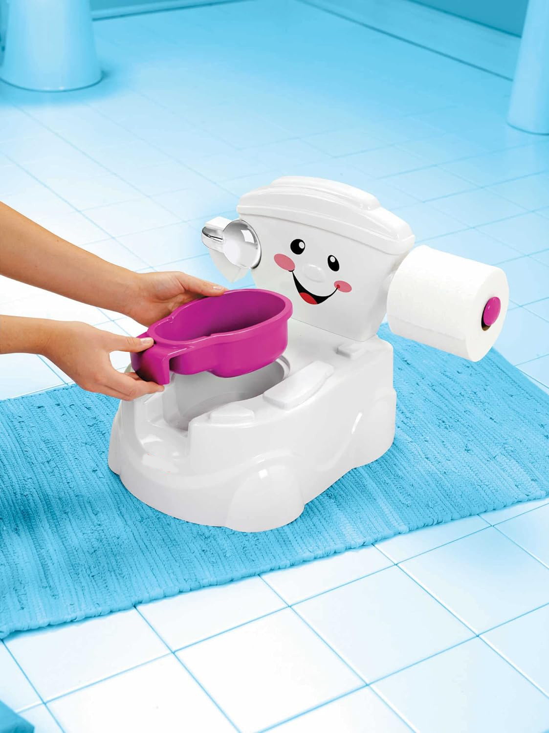 (34x33cm) Kinder Töpfchen Baby Toilette Topfstuhl mit Musik   WC Papier Halterung (Batteriebetrieben)