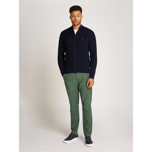 Tommy Hilfiger Herringbone Structure Zip Striktrøje, Desert Sky, XXL