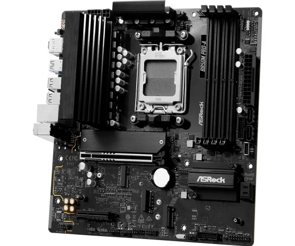 ASRock B850M Pro-A - Bundkort - micro ATX - Socket AM5 - AMD B850 Chipset - USB 3.2 Gen 2, USB-C 3.2 Gen2, USB 3.2 Gen 1 - 2.5 Gigabit LAN - onboard grafik (CPU påkrævet) - HD Audio (8-kanaler)