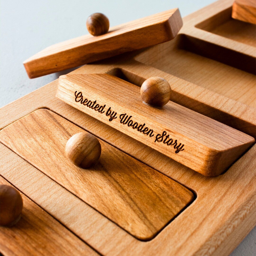 Wooden story knoppuzzel breed en smal - 6st