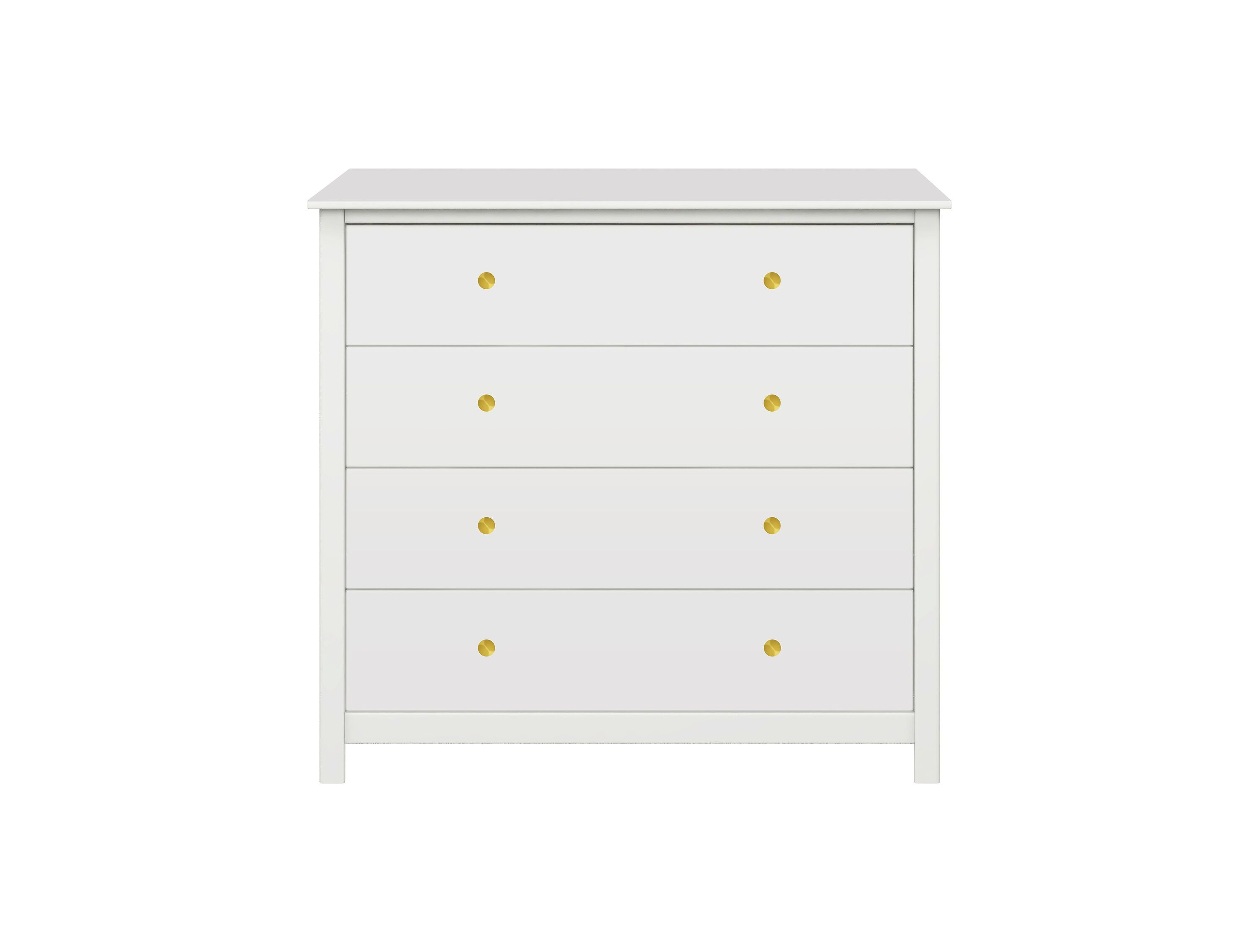 LUNA Kommode mit 4 Schubladen Weiss - Weiss / B: 101.0 cm x T: 40.0 cm x H: 92.2 cm