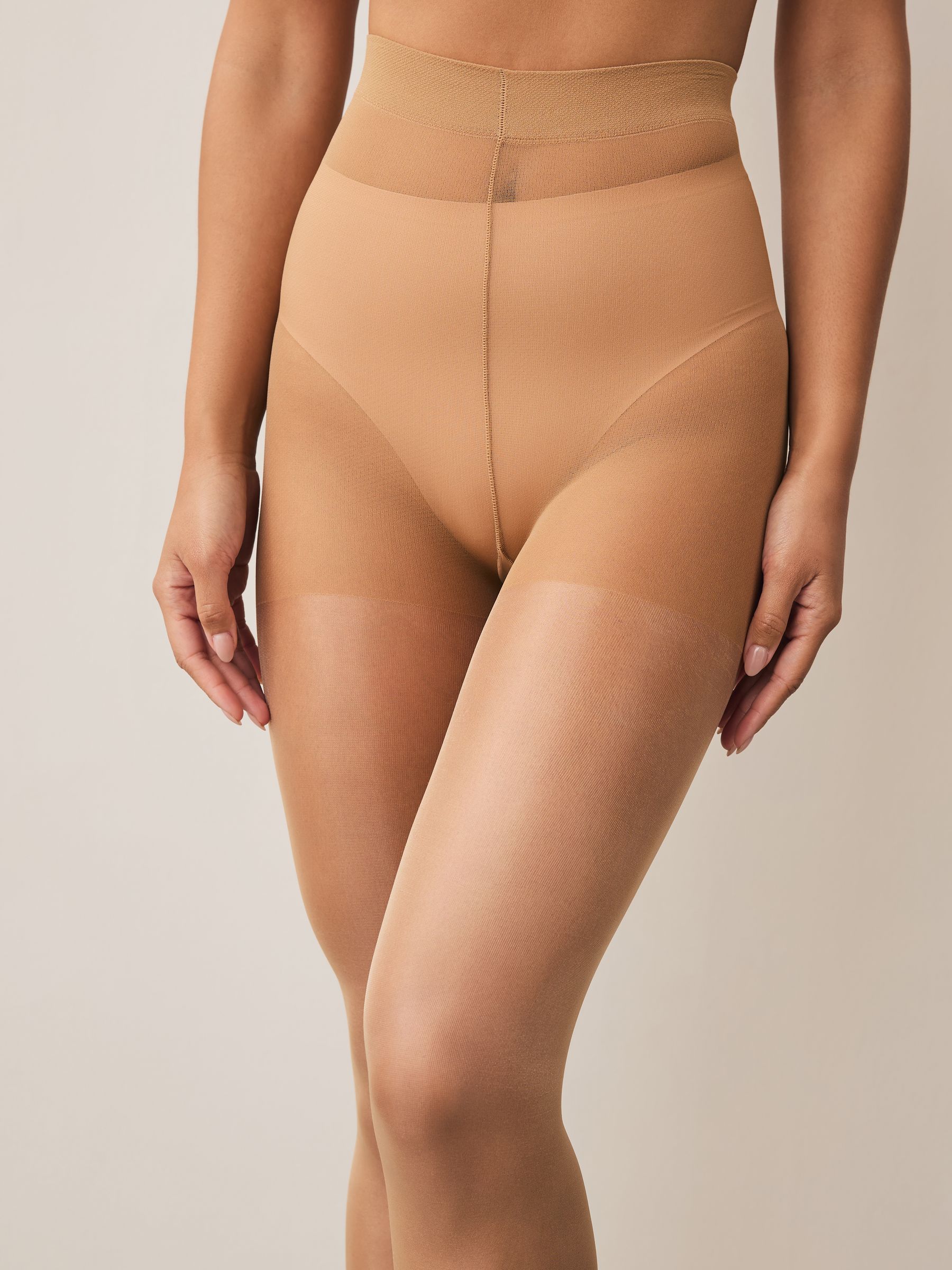 Licht beige - Set van 3 glanzende 20 deniet panty's