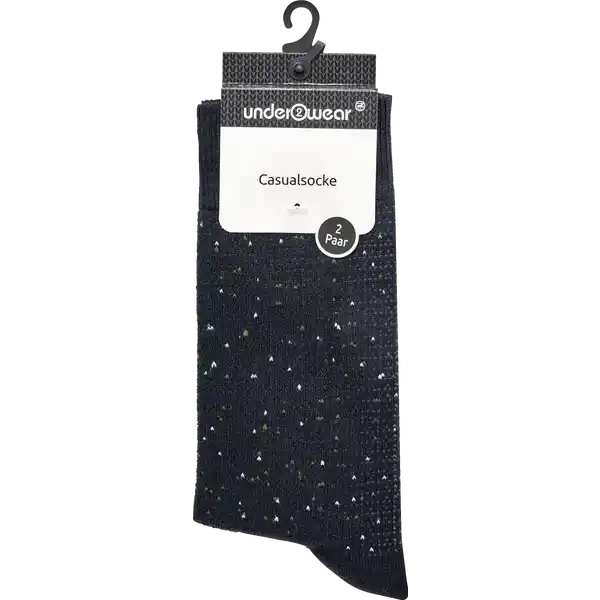 Herren Casualsocke Doppelpack uni  /  gesprenkelt navy Gr. 35 / 38
